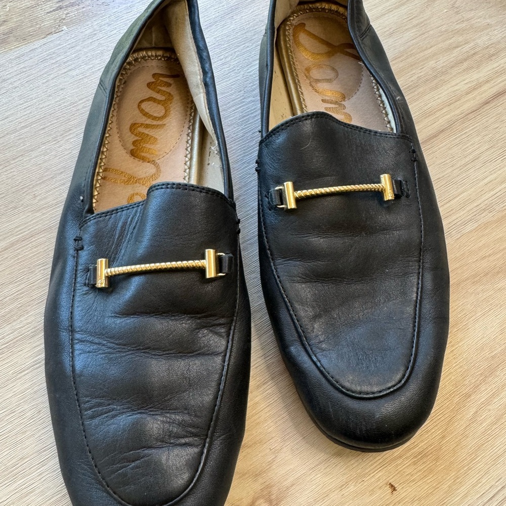 Sam Edelman Black Leather Slip-On Loafers